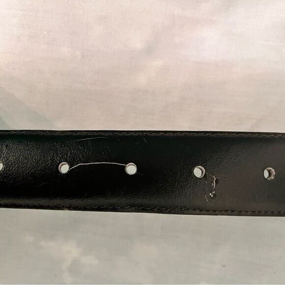 Vintage Milor 80’s Black Bonded Leather Belt Retro Art Deco Style, Size M/L - Picture 5 of 9